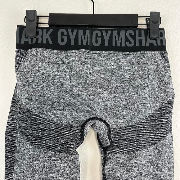 Gymshark Logo Band Athletic Leggings Flex Low Rise Grey Black Marl Size Small - Picture 5 of 7